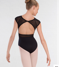 Load image into Gallery viewer, Black Open Back Mesh Panel Leotard

