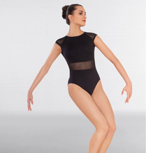 Load image into Gallery viewer, Black Open Back Mesh Panel Leotard
